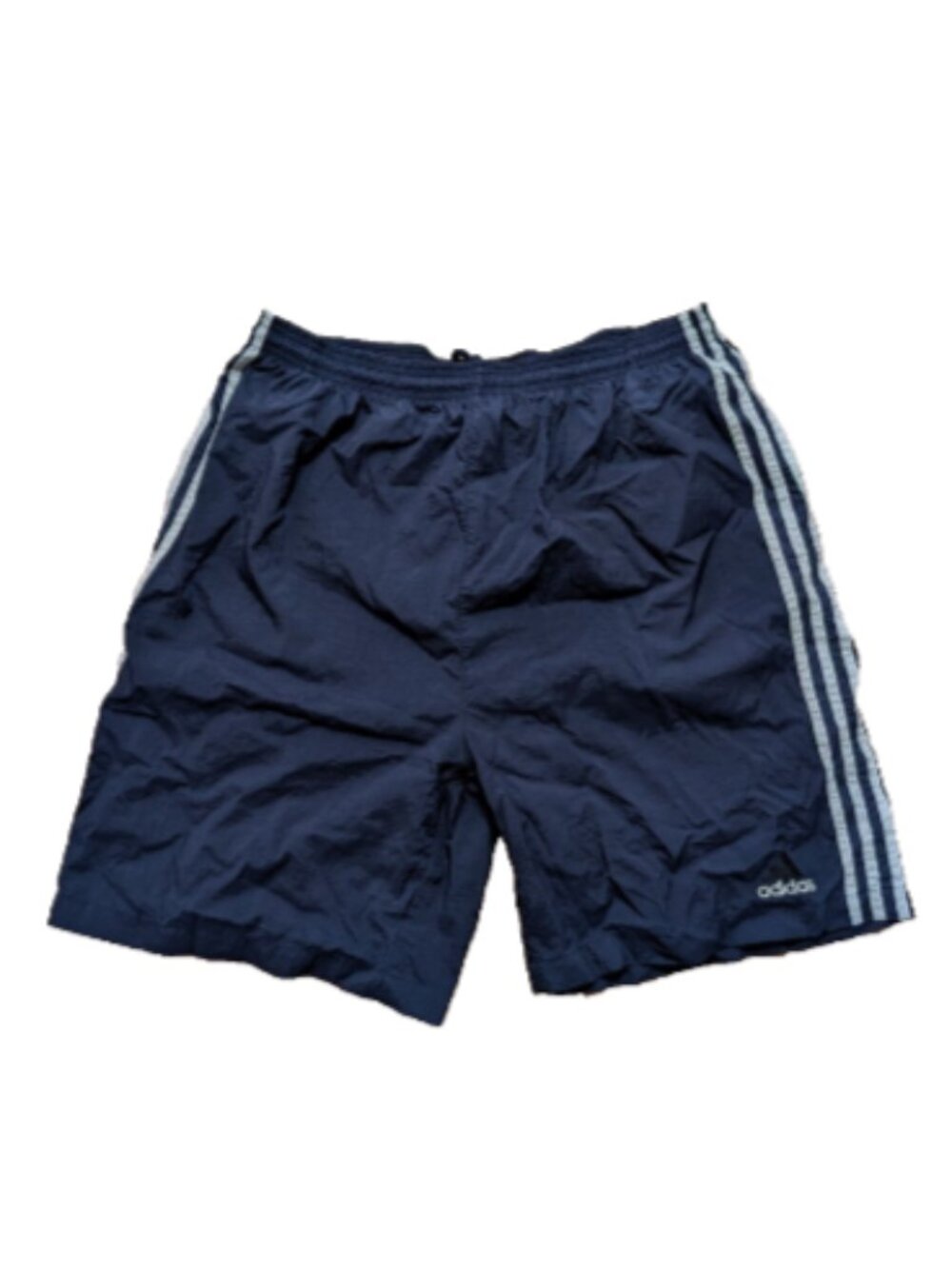 Vintage Adidas Shorts Mens Large Blue Nylon Athletic Shorts Y2K 3 Stripes 2000s